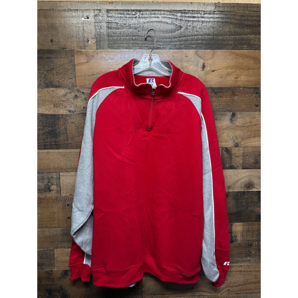 Russell Athletic Men's Red Quarter Zip Long‎ Sleeve Pullover XXL Team Issue
